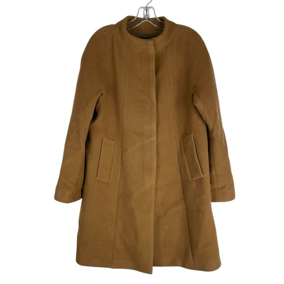 Talbots Wool Cashmere Blend Hidden Button Car Coat Dark Camel Size 14P - Picture 3 of 10